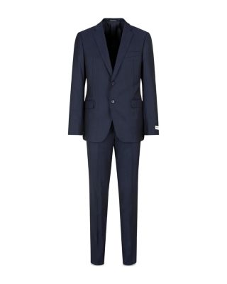 M Line Slim Fit Single Breasted Notch Lapel Suit in Herringbone Stripe Wool