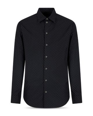 Flocked Cotton Button Up Shirt