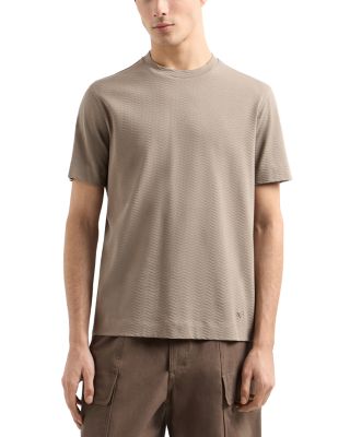 Textured Cotton Allover Jacquard Chevron Motif Tee