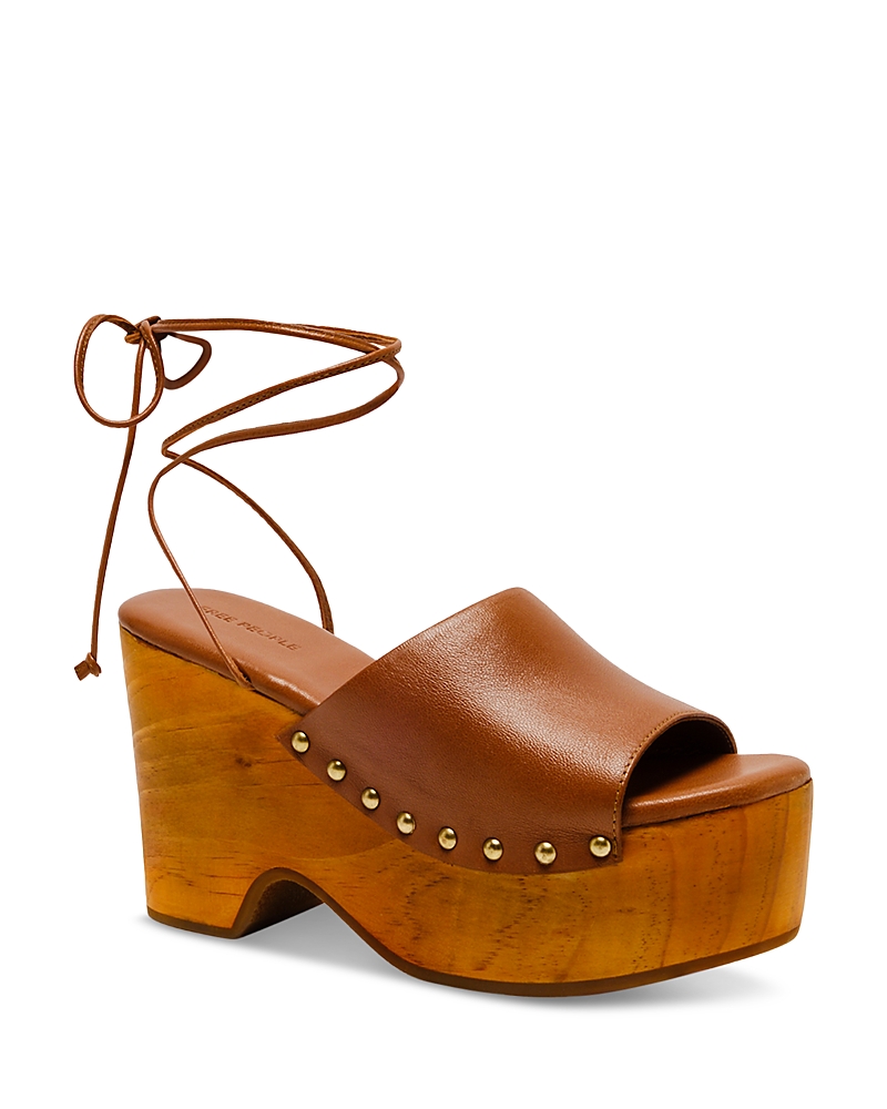 Free People Front Row Ankle Wrap Platform Sandal In Brown
