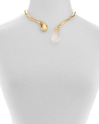 Liquid Lucite Sprout Collar Necklace, 15.5"