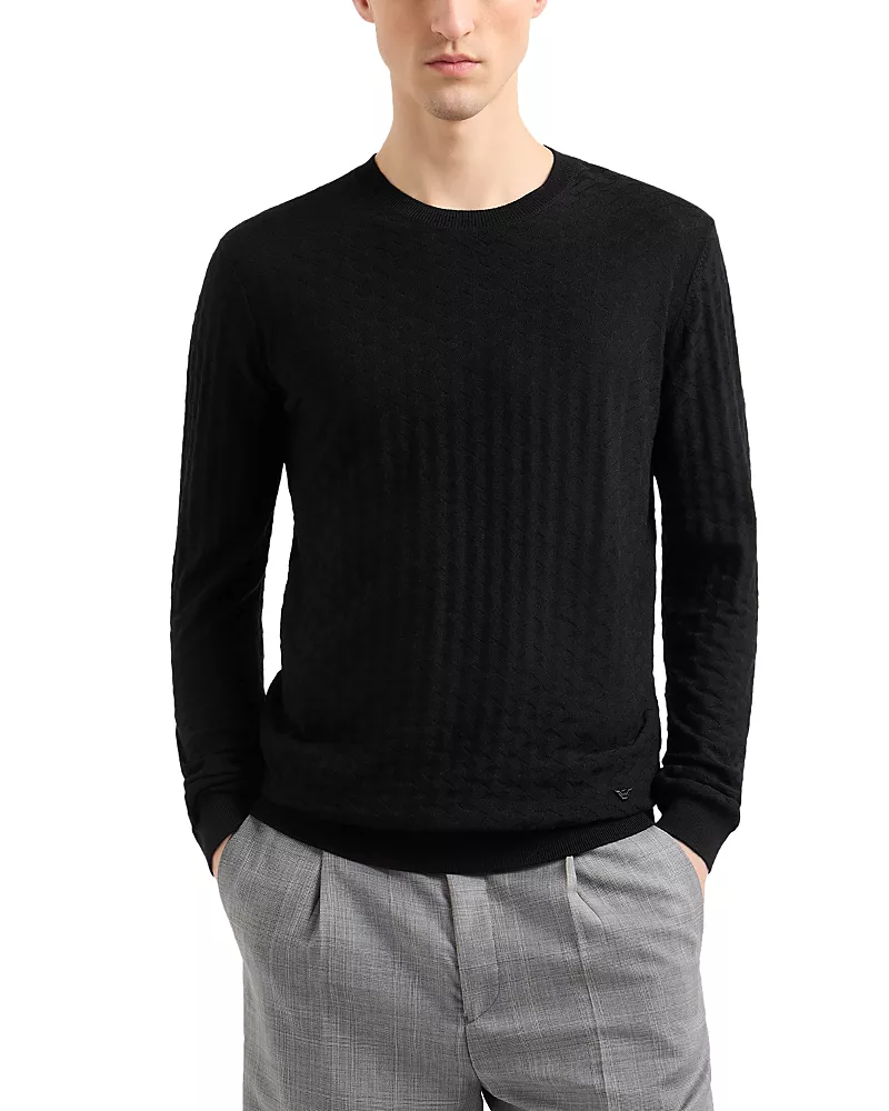 Emporio Armani Virgin Wool Basketweave Motif Sweater