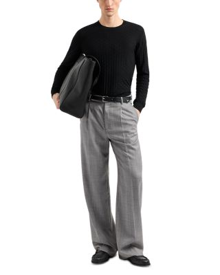 Virgin Wool Basketweave Motif Sweater