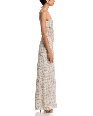 Britta Printed Mesh Halter Maxi Dress