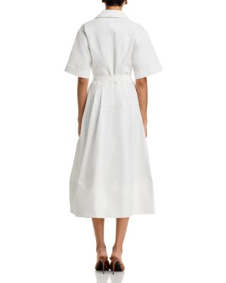 Deanna Short Sleeve Belted Poplin Midi Dress
