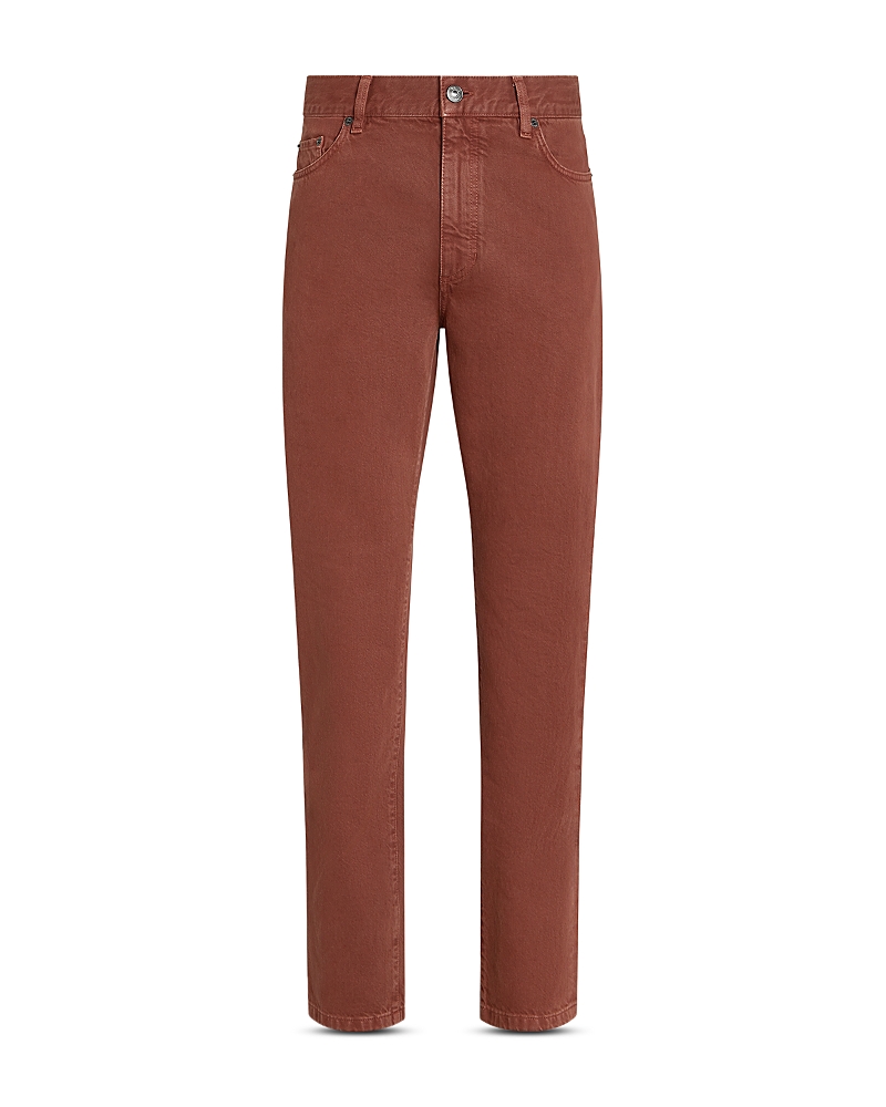 Shop Zegna Roccia Slim Fit Stone Washed Jeans In Brick Red
