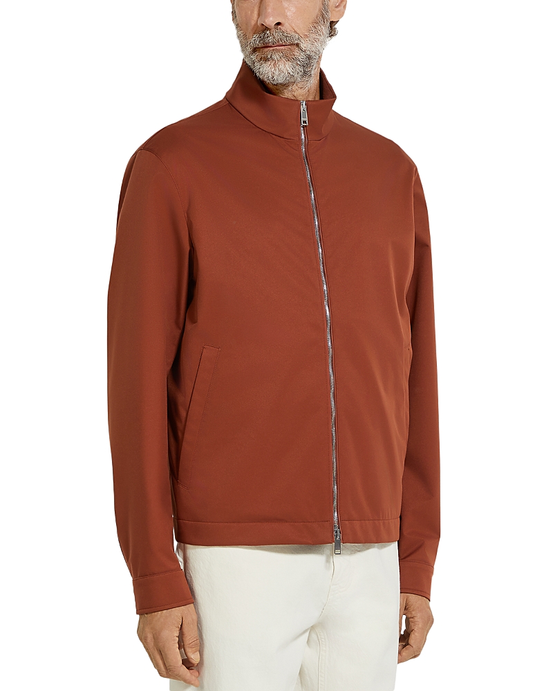 Zegna Blouson Motorin 100cc En Microfibre In Brick Red
