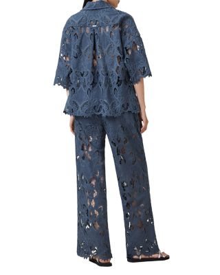 Charli Embroidered Shirt & Lace Wide Leg Pants