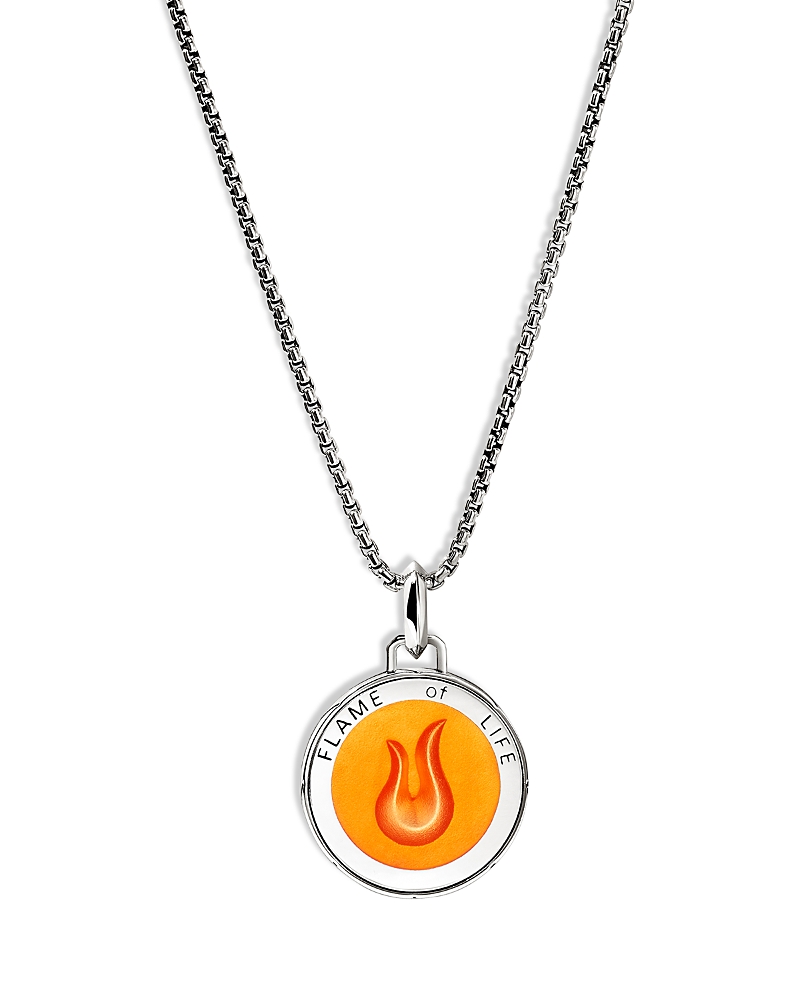 John Hardy Men’s Sterling Silver Modern Talisman Enamel Flame Motif Pendant Necklace, 22