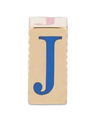 9K Yellow Gold Ceramic Initial Fluted Big Bead Pendant