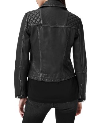 Cargo Distressed Leather Biker Jacket
