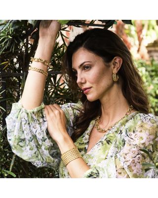 Veranda Caning Cuff Bracelet in 18K Gold Plated