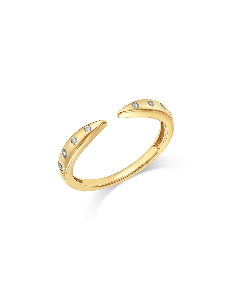Bloomingdale's Fine Collection Diamond Bezel Cuff Ring In 14k Yellow Gold, 0.1 Ct. T. W.