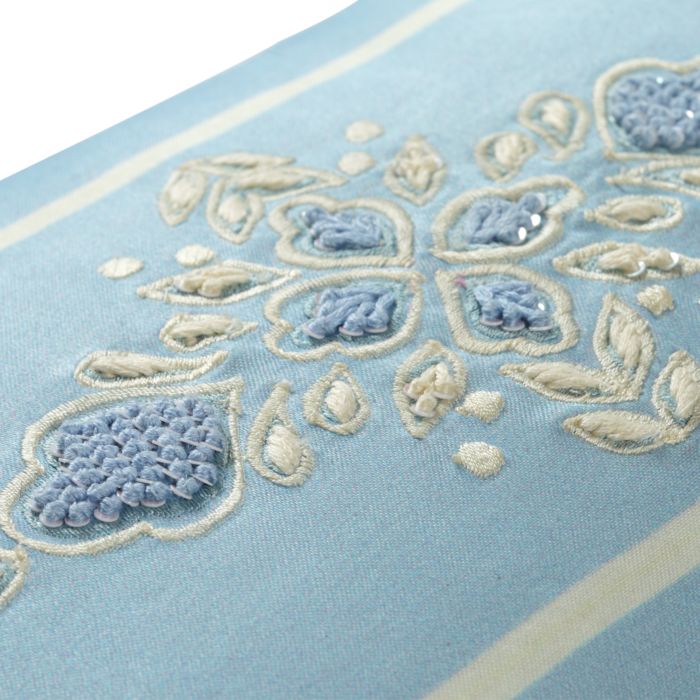 Aquamarine Embroidered Accent Cushion, 13" x 20"