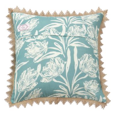 Deep Sea Coral Embroidered Reversible Cushion, 20&amp;quot; x 20&amp;quot;
