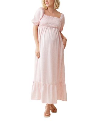 Elbow Sleeve Smocked Maxi Dress
