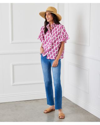 Short Sleeve Ruffle Trim Top	