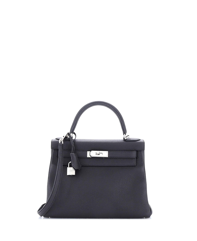 Pre-owned Pre-owned Hermes Hermes Kelly 28 Handbag Togo With Palladium Hardware In Noir