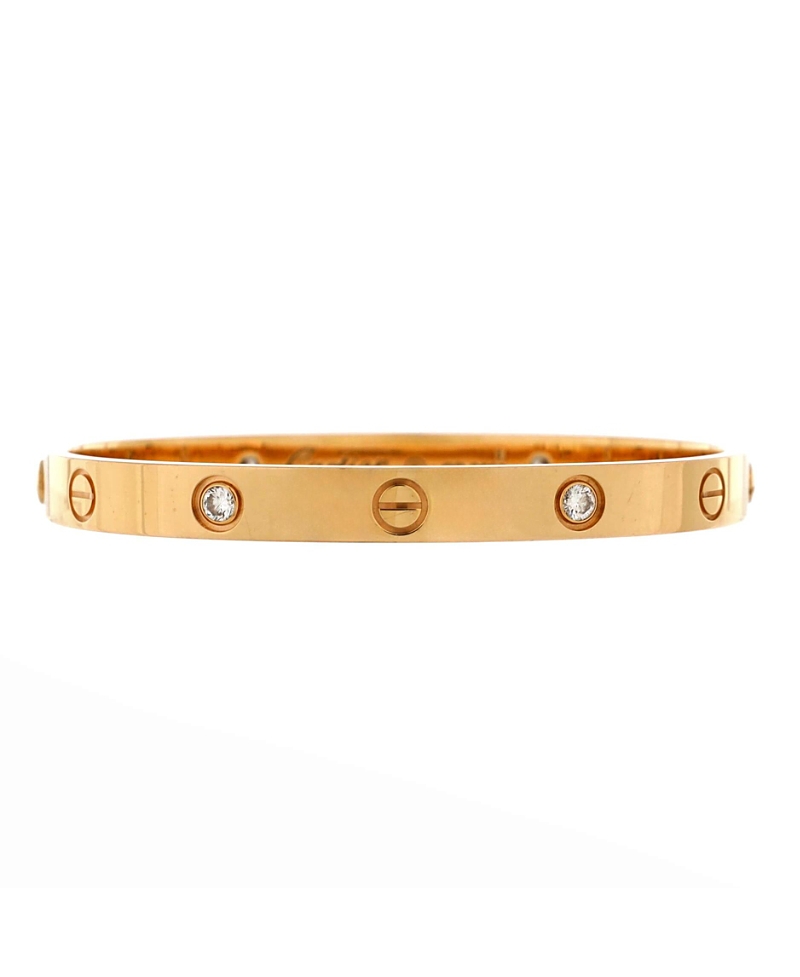 Pre-owned Pre-owned Cartier Cartier Love 4 Diamond Bracelet 18k Rose Gold With Diamonds