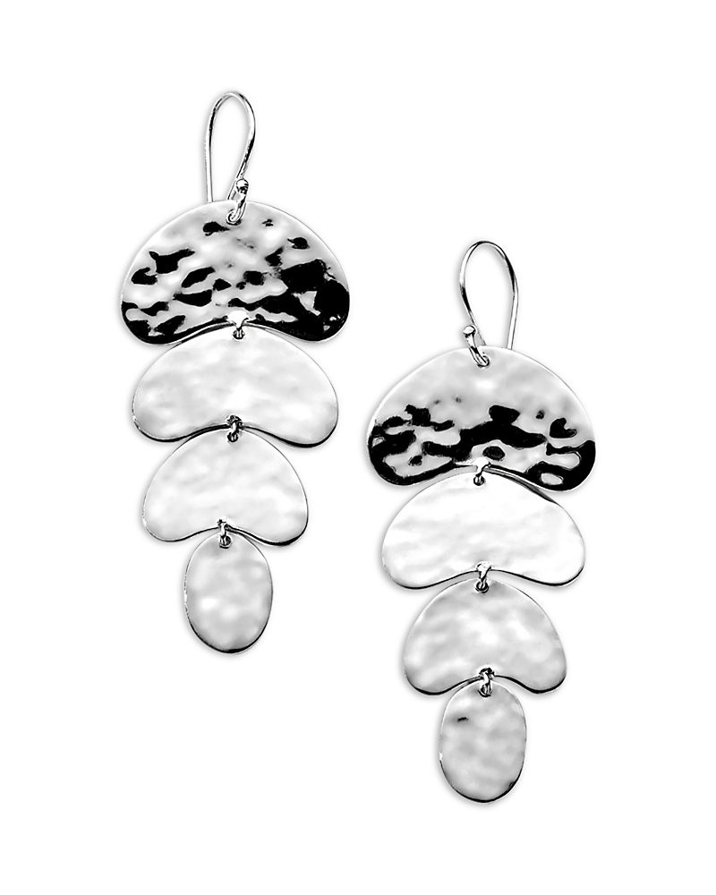 Ippolita Sterling Silver 925 Classico Crinkle Organic Shape Four Tier Drop Earrings In Silver