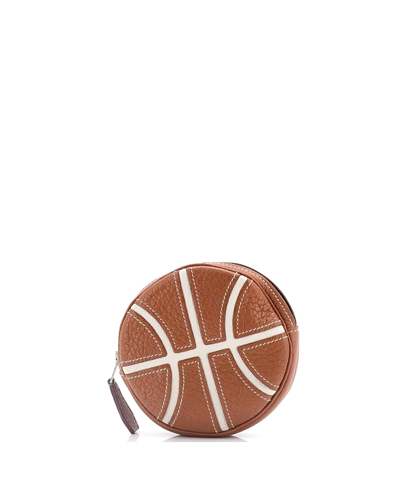 Pre-owned Pre-owned Hermes Hermes Basketball Change Purse Leather In Brown