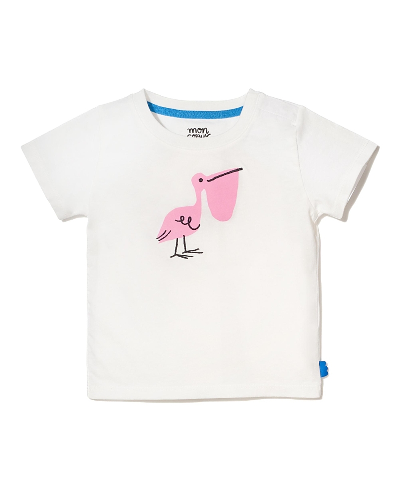 Mon Coeur Unisex Recycled Cotton Pelican T-shirt - Baby In Natural/multi Pink