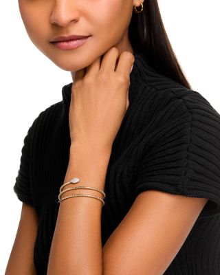 White & Brown Diamond Flexible Wrap-Around Snake Bangle Bracelet in 14K Yellow & White Gold, 0.35 tcw
