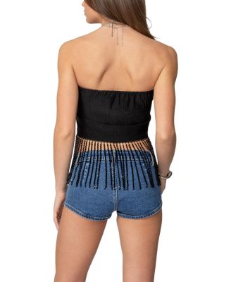 Jenna Sequin Fringe Wrap Top