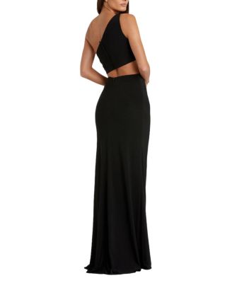 One Shoulder Ruched Cut Out Jersey Gown