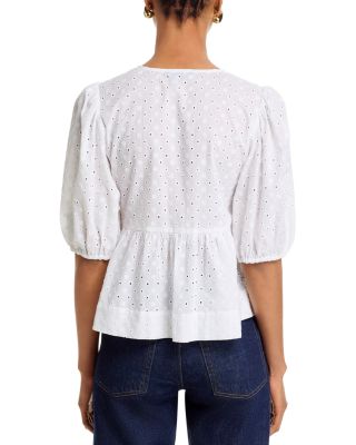 STEVE MADDEN Paula Eyelet Tie Front Top | Bloomingdale's