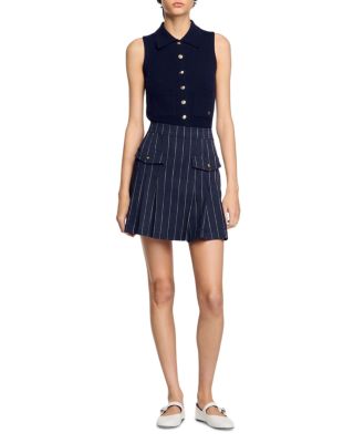 Short Striped Pleated Skirt