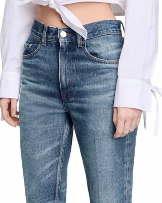 Faded High Rise Jeans in Blue Jean