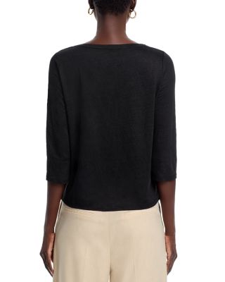 Boat Neck Three Quarter Length Sleeve Top 