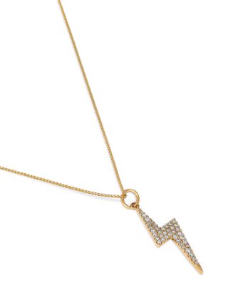Diamond Lightning Bolt Pendant Necklace in 14K Yellow Gold, 0.32 tcw