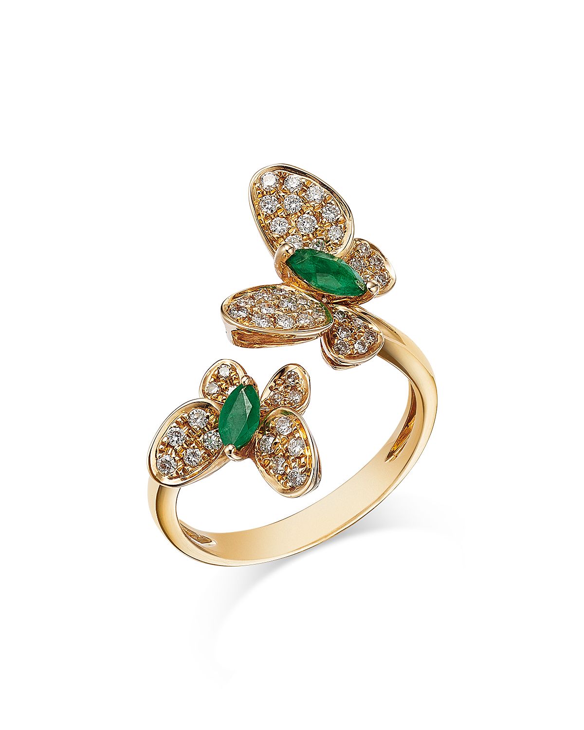 Bloomingdale's Fine Collection Emerald & Diamond Butterfly Cuff Ring