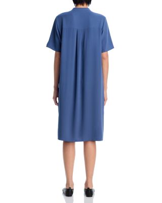 Silk Mandarin Collar Shirtdress