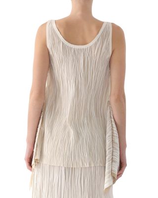 Bicolor Scoop Neck Pleated Top