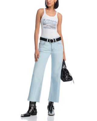 Mid Rise Wide Leg Ankle Jeans in Ola Indigo