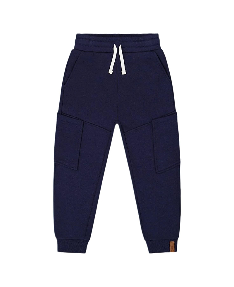 Deux Par Deux Little Boy's French Terry Sweatpants With Side Pockets Navy Blue In Navy Blue