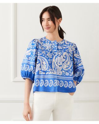Puffed Sleeve Paisley Print Blouse