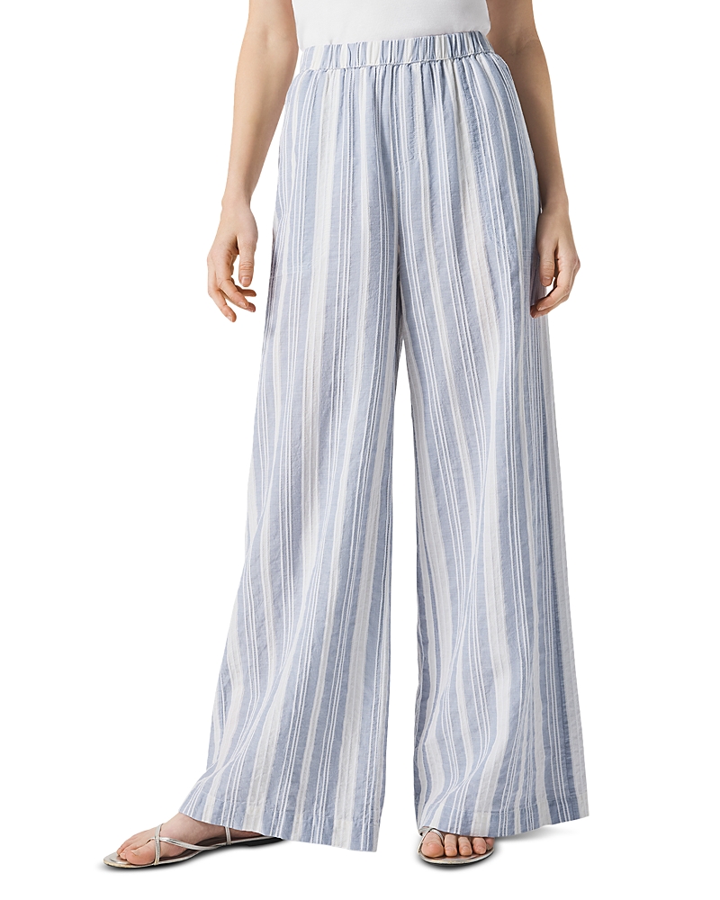 Splendid Raegan Stripe Wide Leg Pants In White/seaport