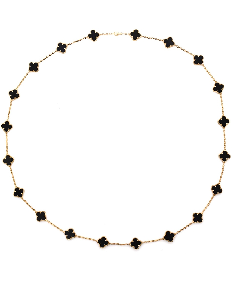 Pre-owned Pre-owned Van Cleef & Arpels Van Cleef & Arpels Vintage Alhambra 20 Motifs Necklace 18k Gold And Onyx