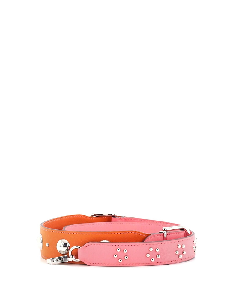 Shop Pre-owned Hermes Hermes Carnaby Losange Shoulder Strap Studded Leather In Pink/ Orange/ Pink