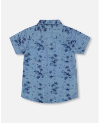 Boys' Printed Chambray Short Sleeve Shirt - Little Kid
