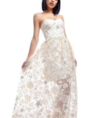 Audrina Strapless Floral Gown 