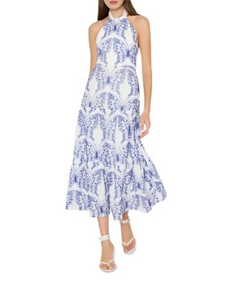 milly hayden metallic tulip dress MILLY Multicolor Hayden Metallic Tulip Halter Tiered Ruffle Dress Size 10  for sale online