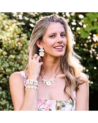 Mermaid Garden Mother Of Pearl Flower Flex Bracelet in 18K Gold Plated