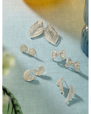 Diamond Pav&amp;eacute; Bow Stud Earrings in 14K White Gold, 2.00 tcw  