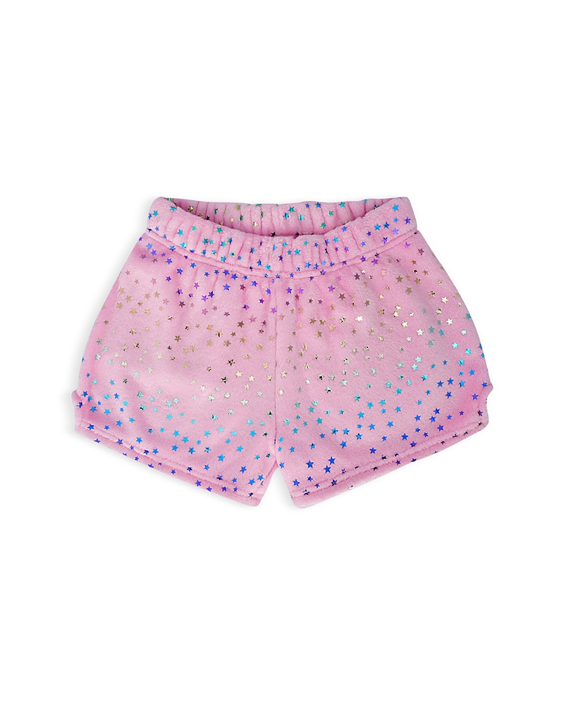 Iscream Girls' Pink Foil Stars Plush Shorts - Big Kid