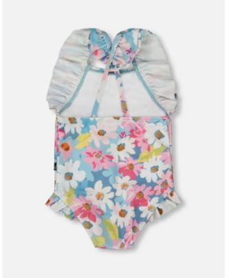 Girls' Printed One-Piece Swimsuit with Frills - Baby